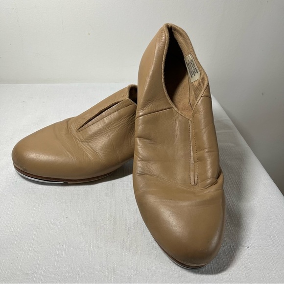Bloch Tan Flats Slip-On Tap Dance Shoes. 9 1/2N. Leather. Beige Tan. Bloch taps - Picture 9 of 9